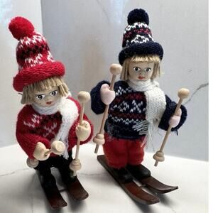 Vtg. Norwegian Skiing Dolls with Traditional Norwegian Clothing Designed By Nord